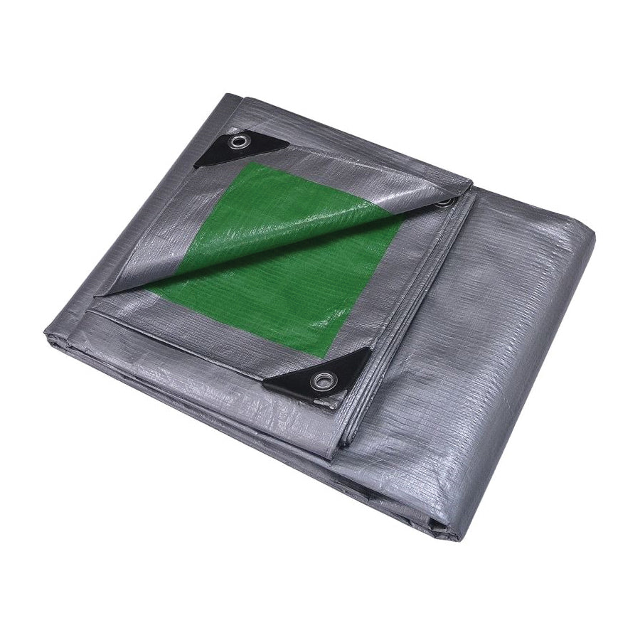 ProSource T2030GS140 Tarpaulin, 30 ft L, 20 ft W, 8 mil Thick, Polyethylene, Green/Silver