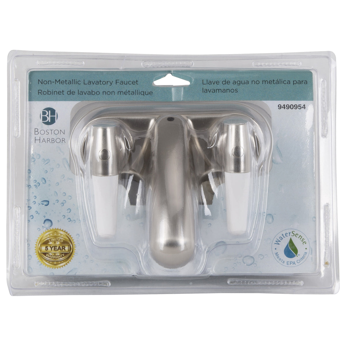 Boston Harbor JY-4212PLQBN Lavatory Faucet, 1.5 gpm, 2-Faucet Handle, Brushed Nickel, Lever Handle