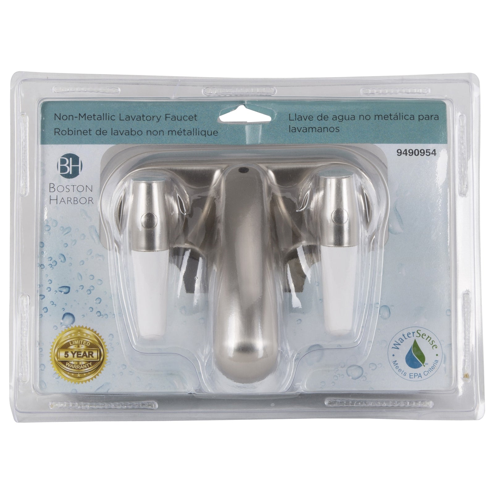 Boston Harbor JY-4212PLQBN Lavatory Faucet, 1.5 gpm, 2-Faucet Handle, Brushed Nickel, Lever Handle