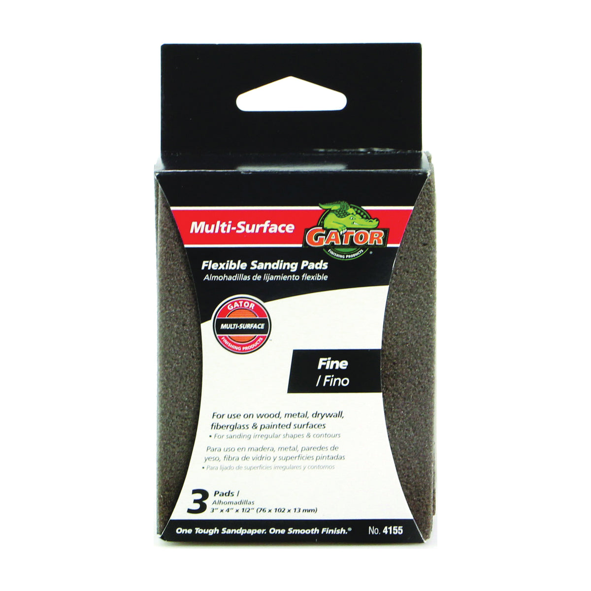 Gator 4155 Sanding Pad, 4 in L, 3 in W, 150 Grit, Fine, Aluminum Oxide Abrasive