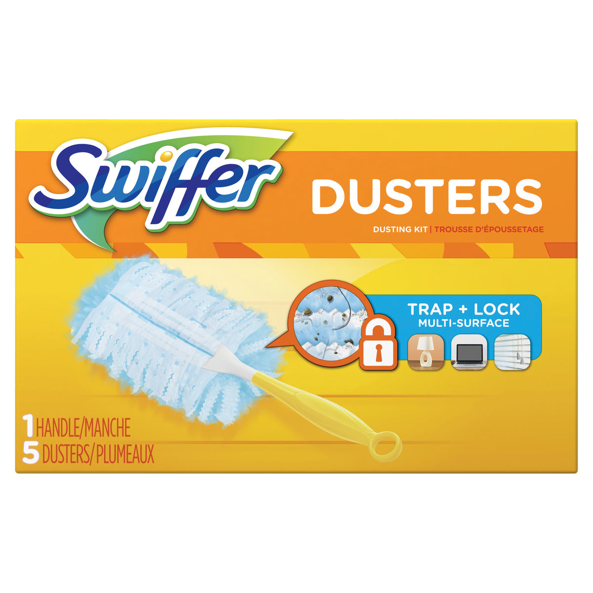 Swiffer 11804 Duster Starter Kit, Fiber Head, Plastic Handle, 6 in L Handle