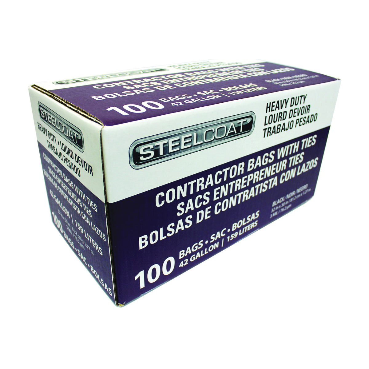 STEELCOAT FG-P9934-05A Trash Bag, 42 gal Capacity