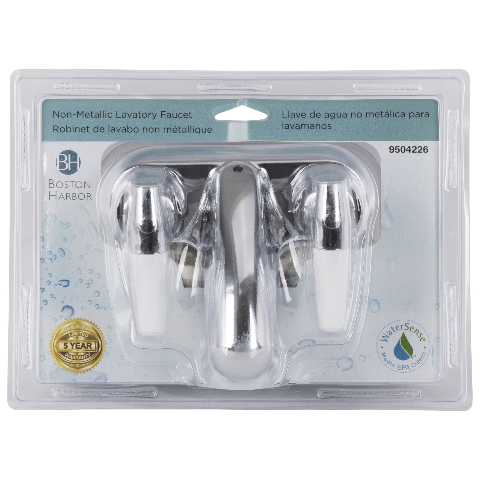 Boston Harbor JY-4212PLQ Lavatory Faucet, 1.5 gpm, 2-Faucet Handle, Chrome Plated, Lever Handle