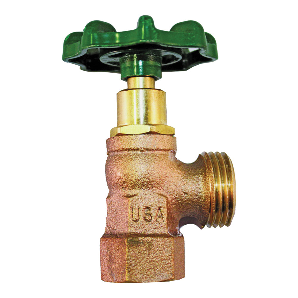 arrowhead 222LF Boiler Drain Valve, 1/2 x 3/4 in Connection, FIP x Hose, 125 psi Pressure, Bronze Body
