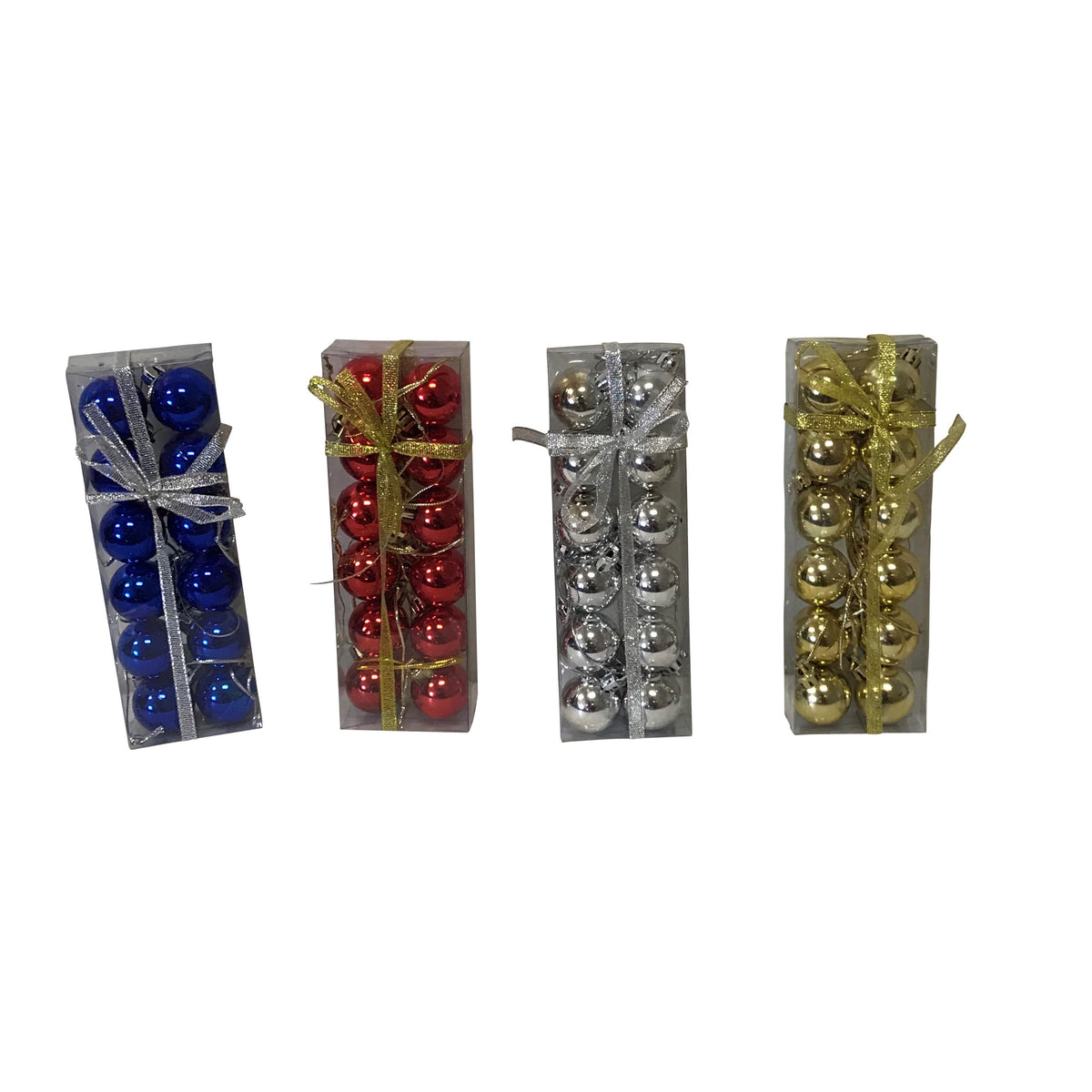 Hometown Holidays 99851 Matte/Shiny Ball Christmas Ornament, 30 mm H, PVC, Blue/Gold/Red/Silver