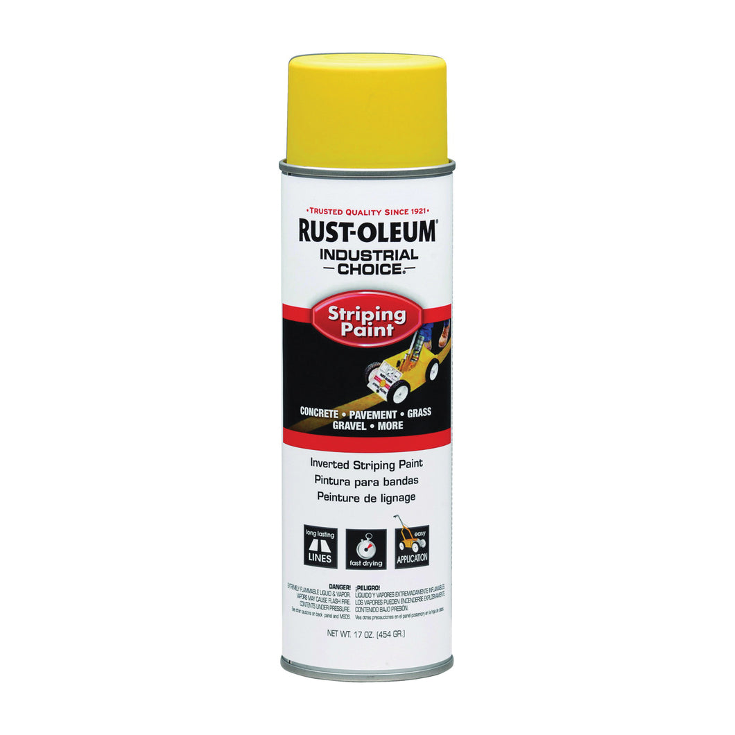 RUST-OLEUM INDUSTRIAL CHOICE 1648838 Inverted Striping Paint, Gloss, Yellow, 18 oz, Aerosol Can