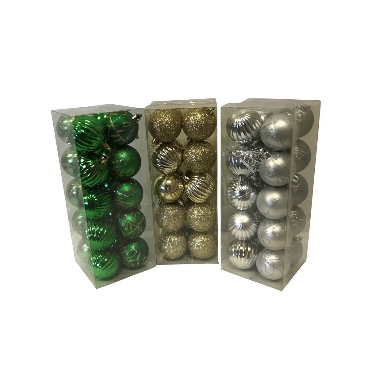 Hometown Holidays 99913 Decorated Ball Ornament, 50 mm H, PVC, Blue/Gold/Green/Purple/Red/Silver