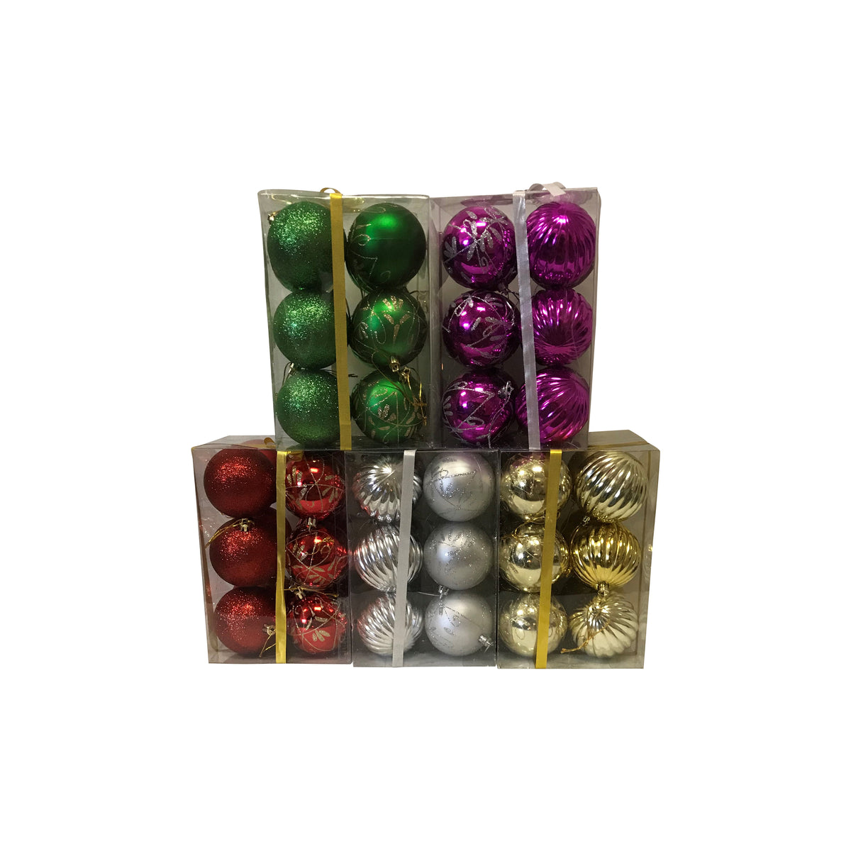 Hometown Holidays 99917 Decorated Ball Ornament, 80 mm H, PVC, Blue/Gold/Green/Purple/Red/Silver