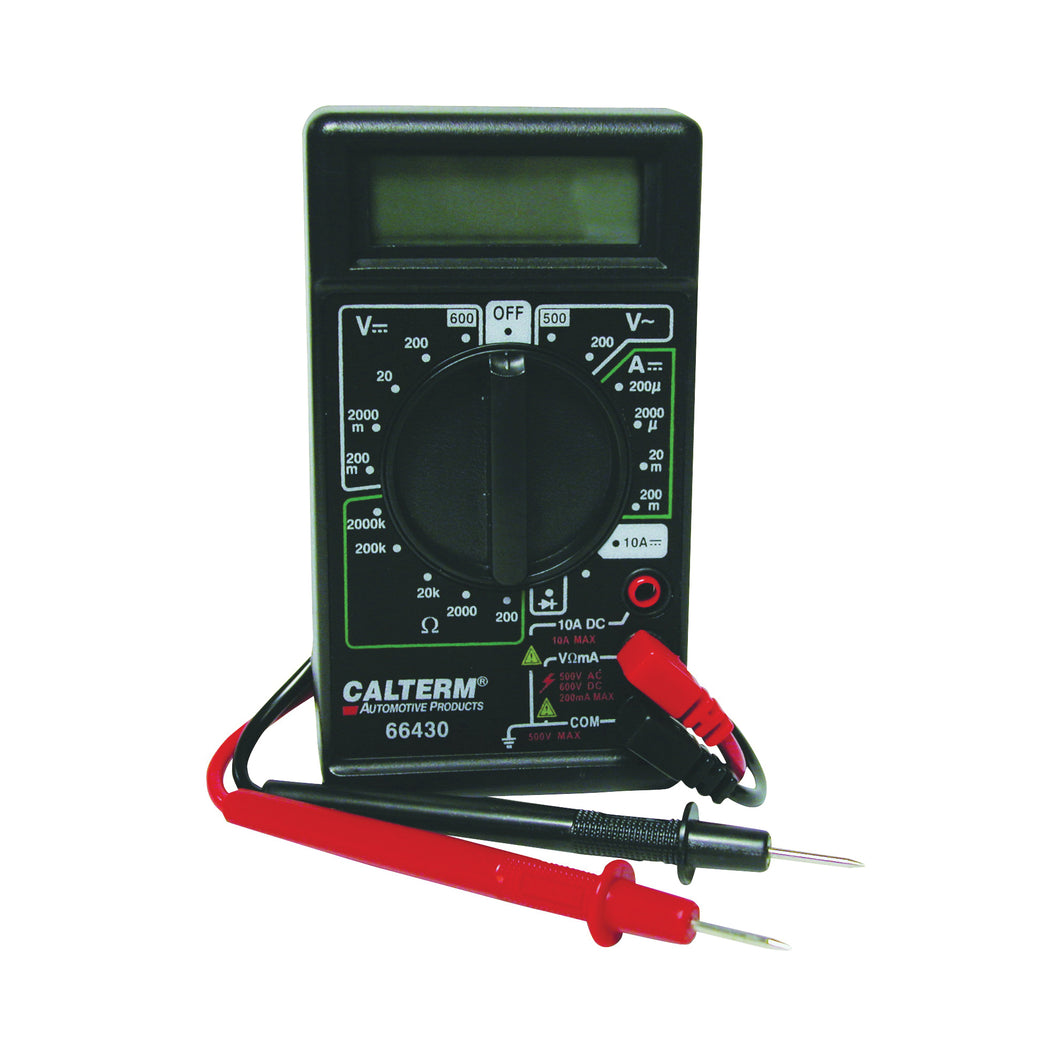 CALTERM 66430 Multimeter, 500 VAC, 200 VDC, Digital Display, Functions: AC Voltage, DC Current, DC Voltage, Resistance