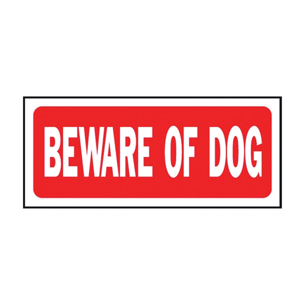 HY-KO 23001 Fence Sign, Rectangular, BEWARE OF DOG, White Legend, Red Background, Plastic, 14 in W x 6 in H Dimensions