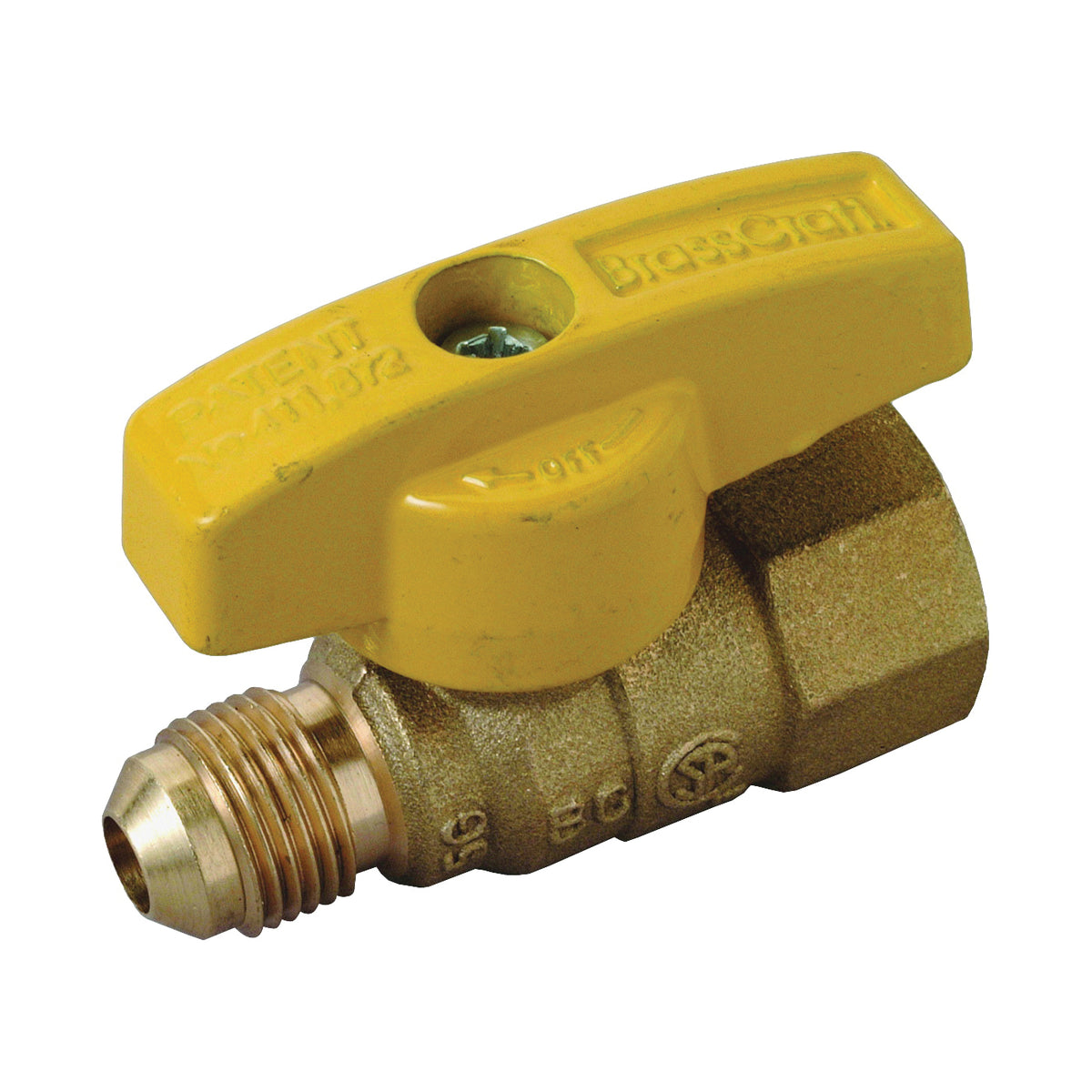 BrassCraft PSSL-12 Gas Ball Valve, 3/8 x 1/2 in Connection, Flared x FIP, 5 psi Pressure, Brass Body