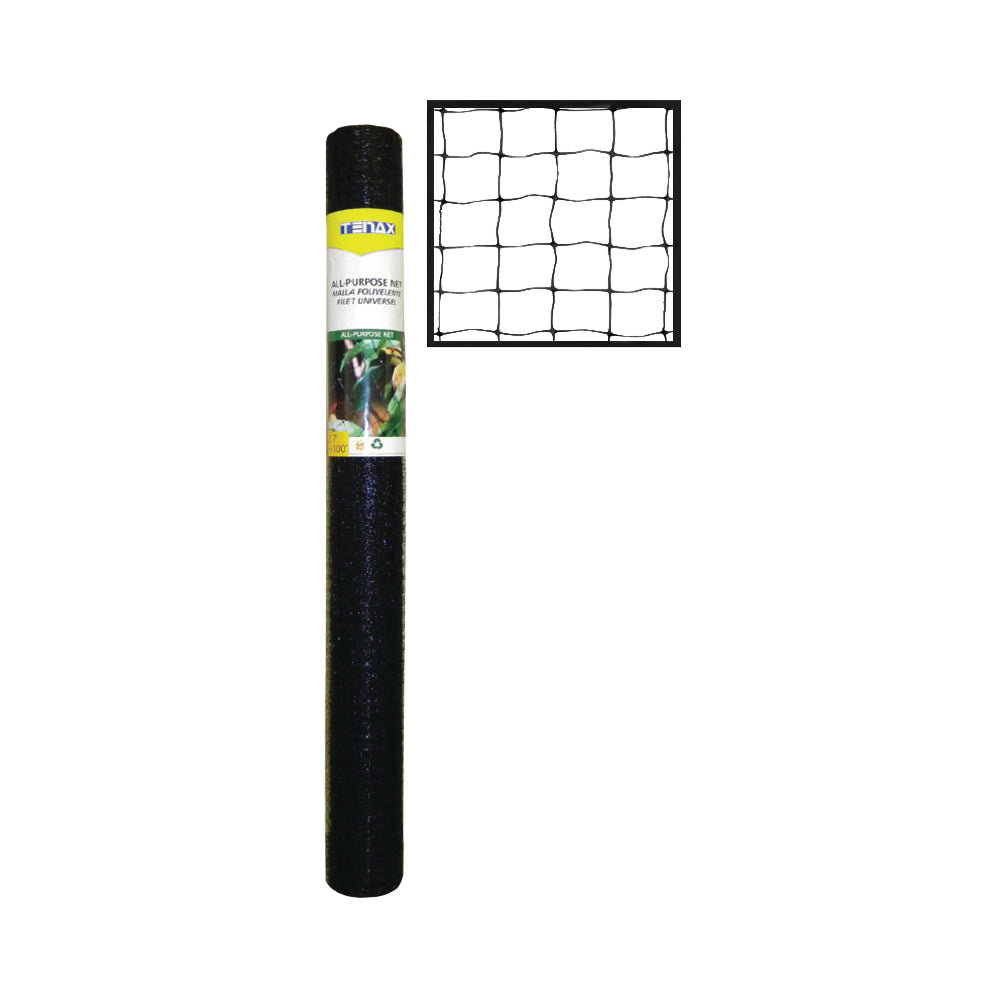TENAX 2A140066 Protect Net, 100 ft L, 7 ft W, 0.79 x 0.79 in Mesh, Plastic, Black