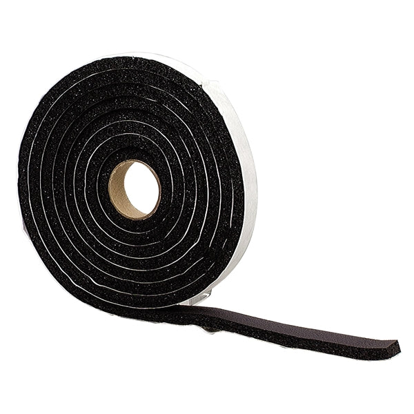 M-D 06619 Premium Weatherstrip Tape, 1/2 in W, 10 ft L, Rubber, Black