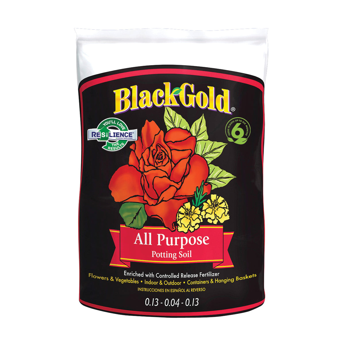 sun gro BLACK GOLD 1410102 1.0 CFL P Potting Mix, 1 cu-ft Coverage Area, Granular, Brown/Earthy, 70 Bag