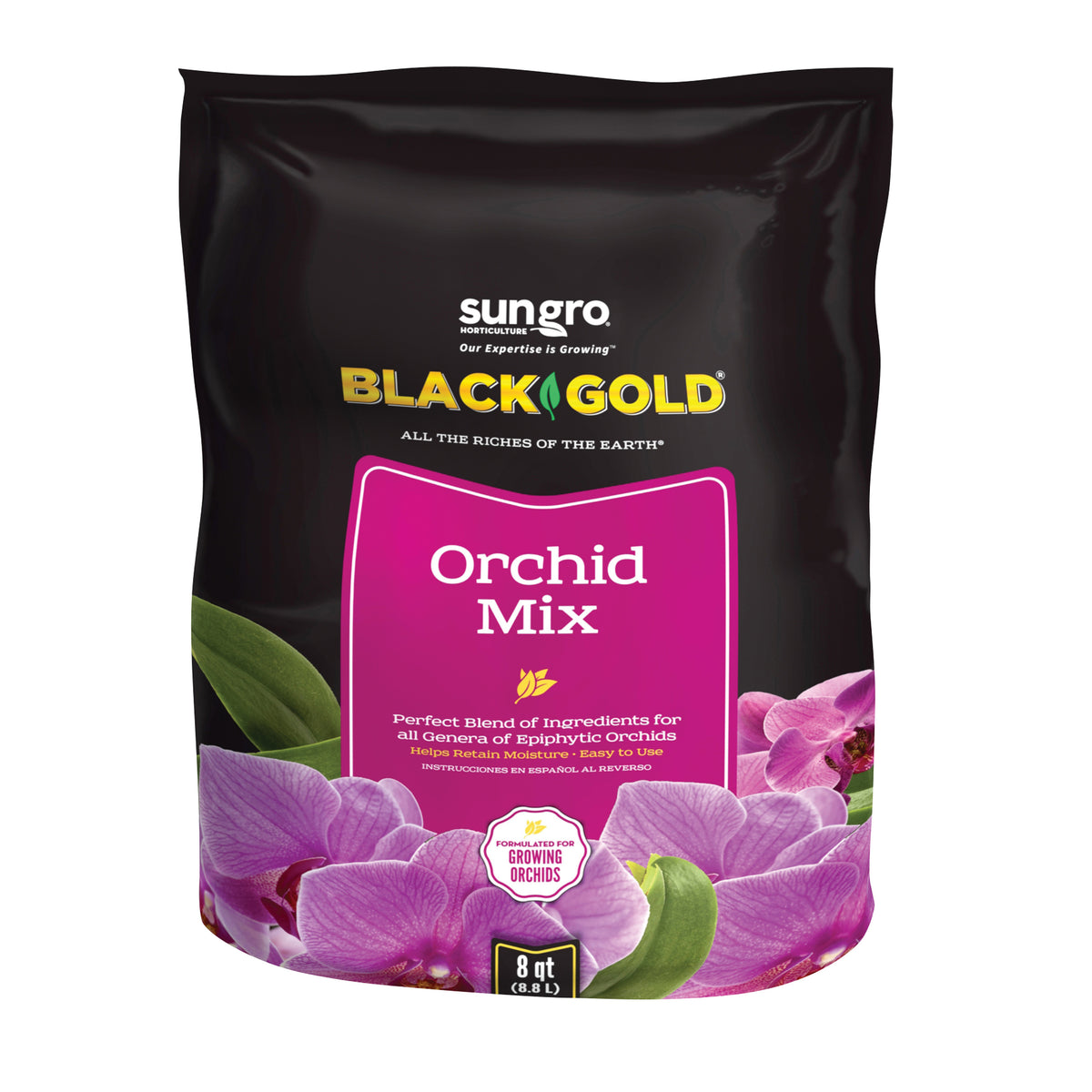 sun gro BLACK GOLD 1411402 8 QT P Orchid Mix, Granular, Brown/Earthy, 240 Bag