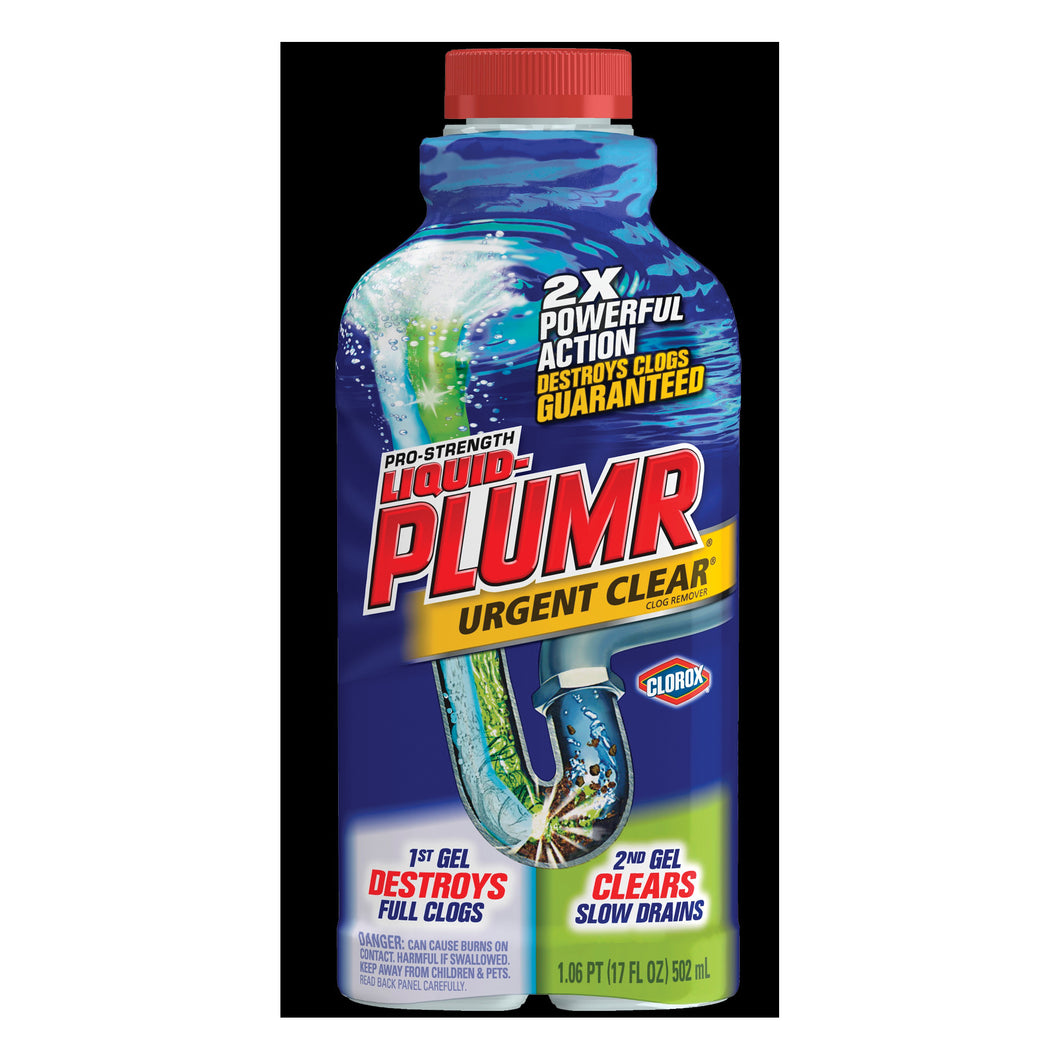 Liquid-Plumr 00242 Clog Remover, Thin Liquid, Clear/Pale Yellow, Bleach, 32 oz Bottle