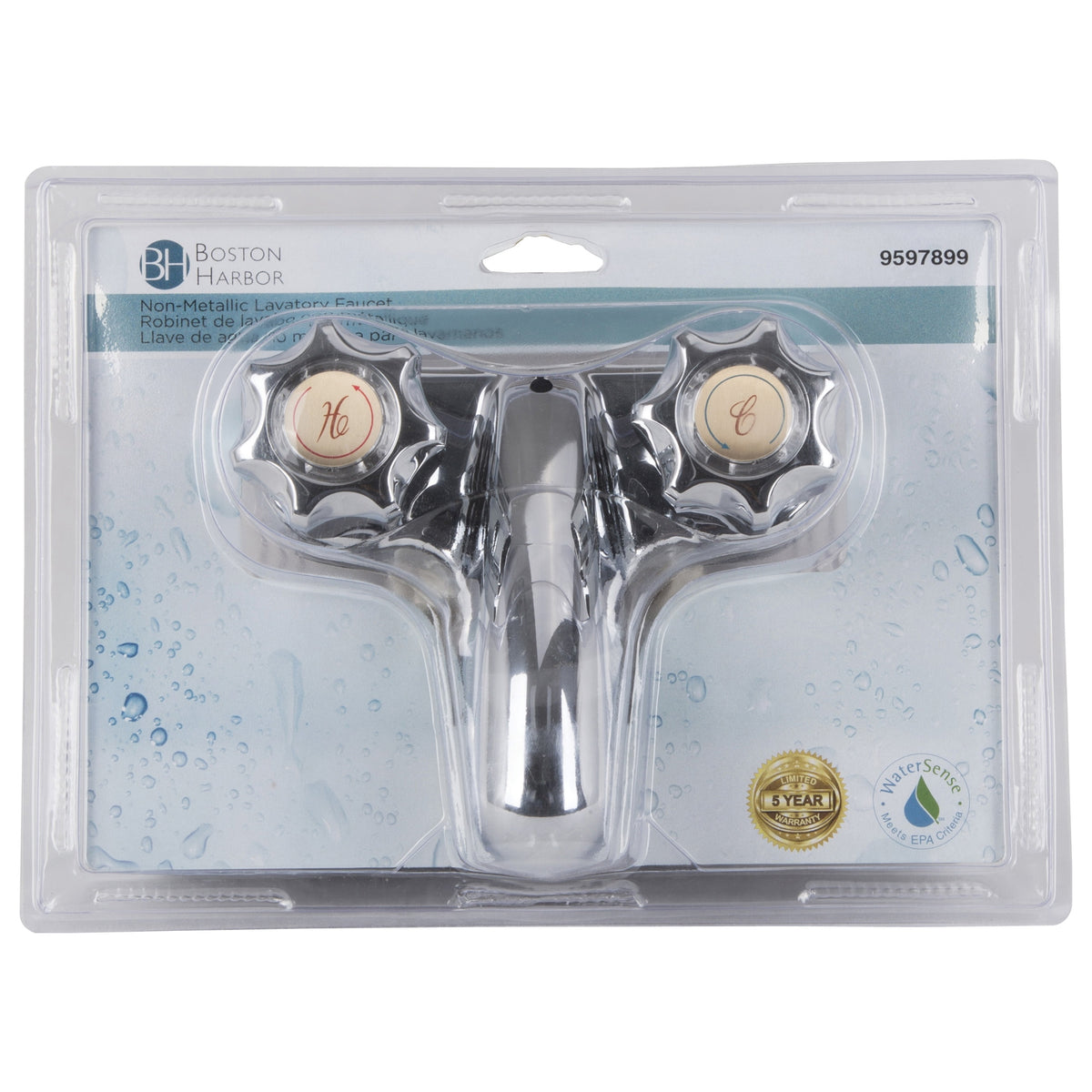 Boston Harbor PF4201RC Lavatory Faucet, 1.5 gpm, 2-Faucet Handle, ABS, Chrome Plated, Round Handle