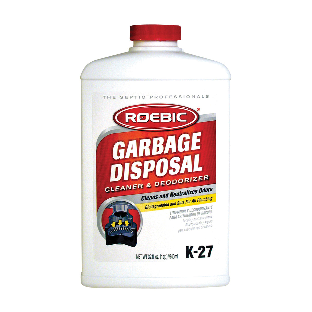 ROEBIC K-27-Q Cleaner and Deodorizer, 1 qt Bottle, Liquid, Clean, Blue