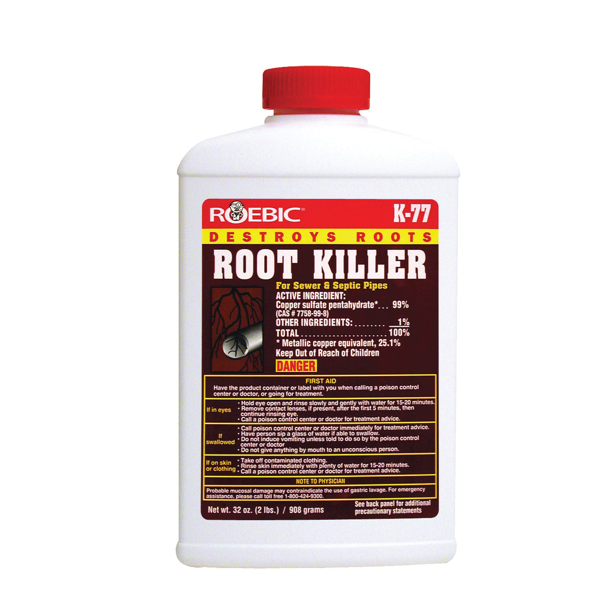 ROEBIC K-77 Root Killer, Crystal, Powder, 2 lb Bottle