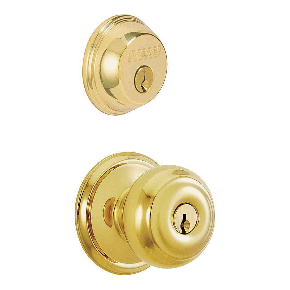 Schlage Georgian Series FB50VGEO505 Knob Lockset, 2 Grade, Keyed Alike Key, Steel, Brass, 2-3/8 x 2-3/4 in Backset