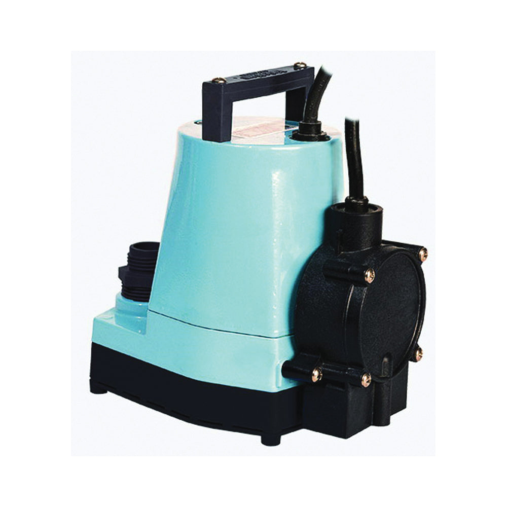 Little Giant 505355 Submersible Utility Pump, 6.4 A, 115 V, 0.166 hp, 1 in Outlet, 26.3 ft Max Head, 1200 gph, Aluminum