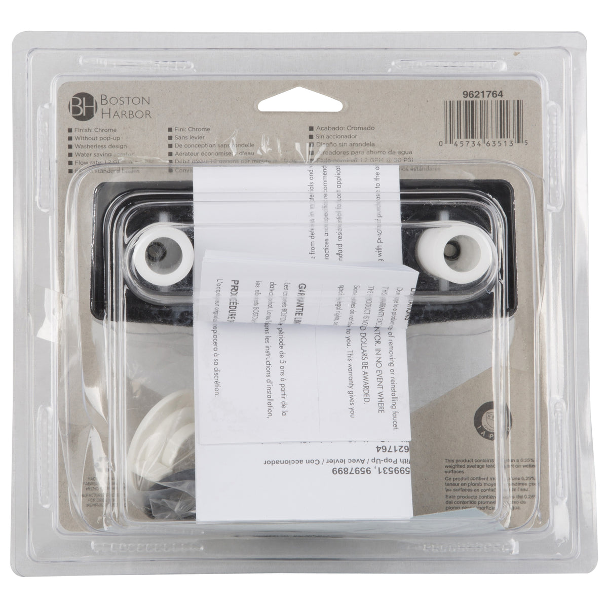 Boston Harbor PF4201A Lavatory Faucet, 1.5 gpm, 2-Faucet Handle, Chrome Plated, Round Handle