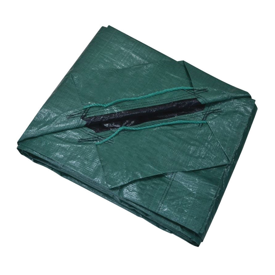 ProSource Y0909GG140 Yard Tarp with Drawstring, 9 ft L, 9 ft W, 8 mil Thick, Polyethylene, Green/Black