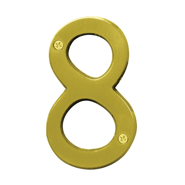 HY-KO Prestige Series BR-43BB/8 House Number, Character: 8, 4 in H Character, Brass Character, Solid Brass