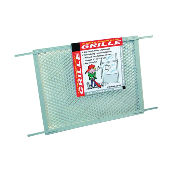 Make-2-Fit PL 15515 Hinged Screen Door Grill, 34-1/2 in W, 20 in H, Plastic, For: 30 to 36 in W Sliding Screen Doors