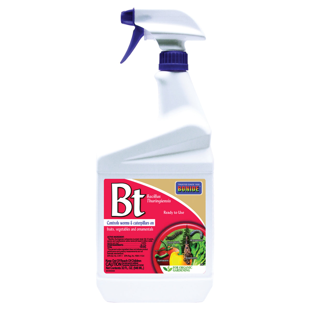 Bonide 806 Bacillus Thuringiensis, Liquid, Spray Application, 1 qt