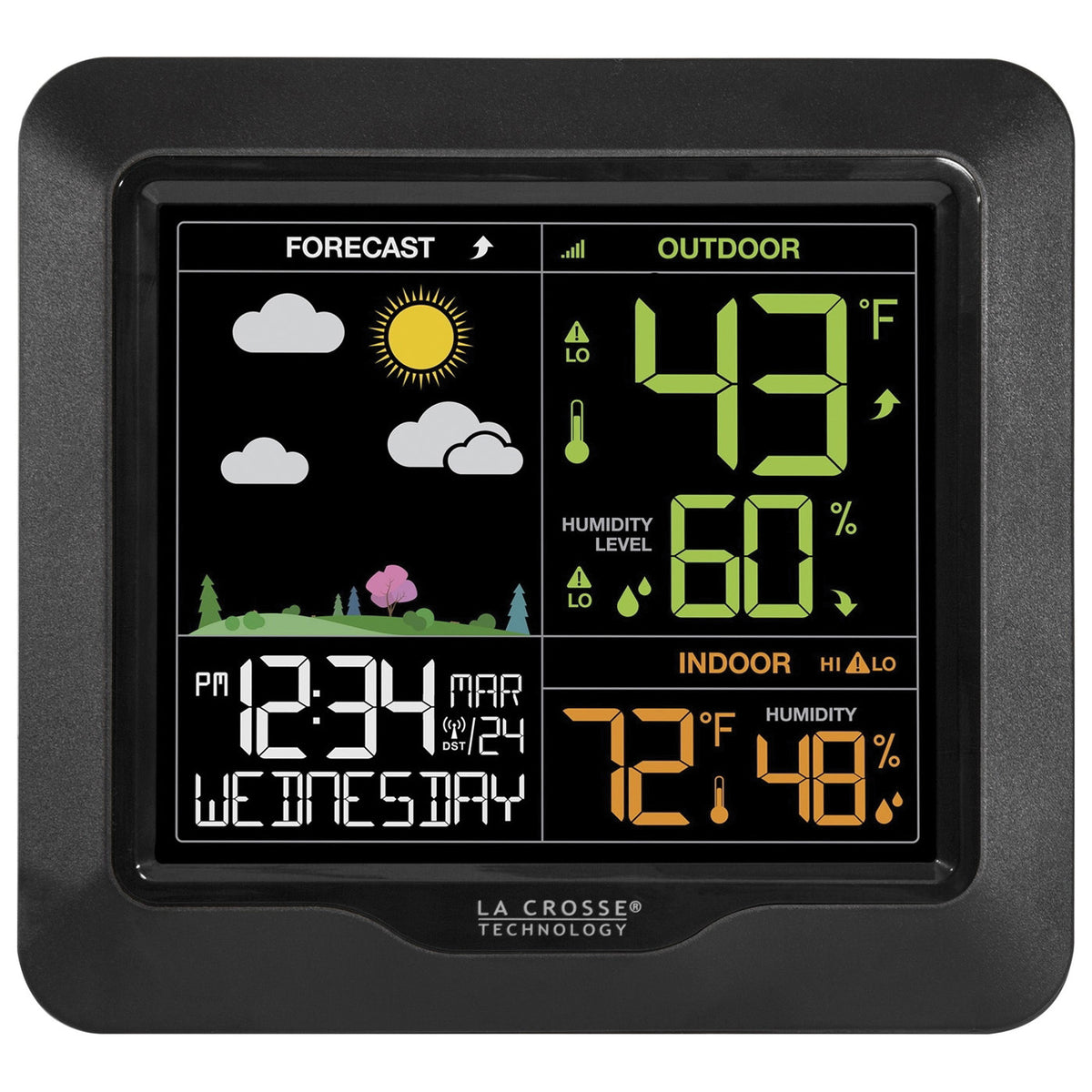 La Crosse S85814 Color Forecast Station, -40 to 140 deg F, 19 to 97 % Humidity Range, Digital Display