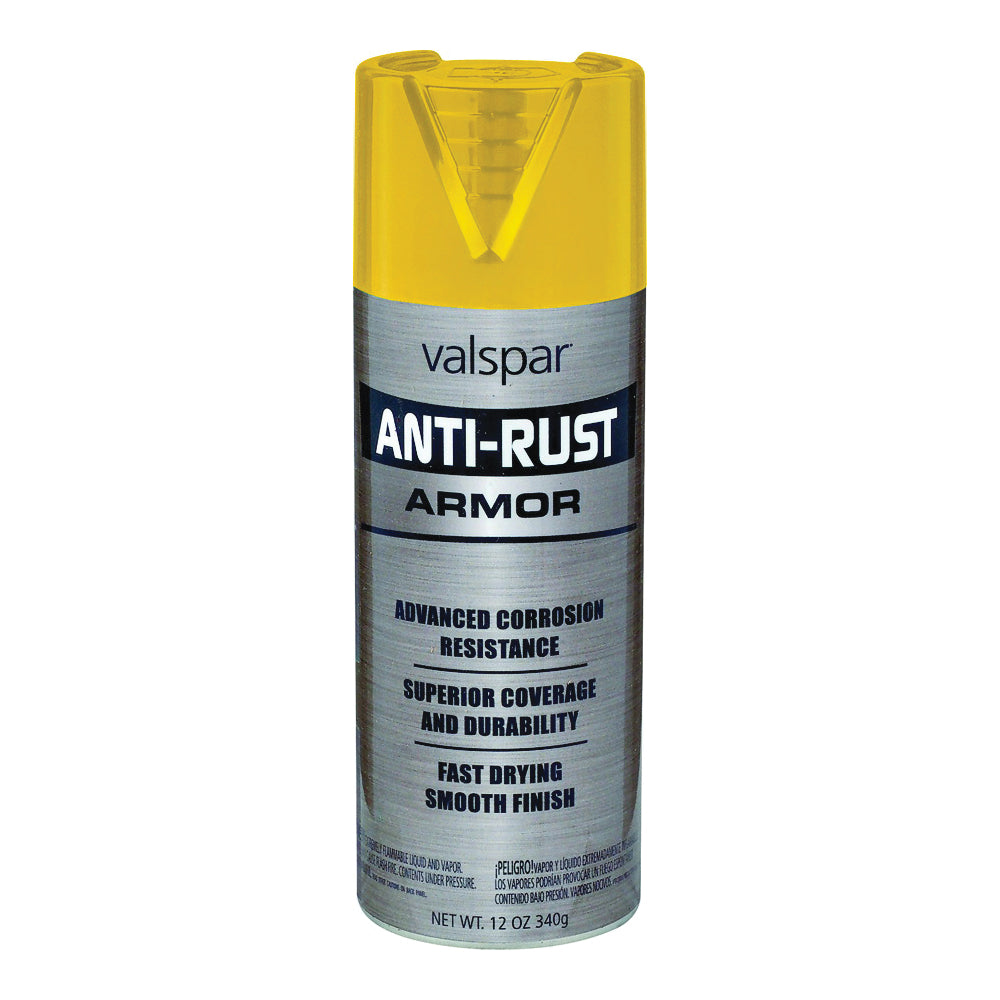 Valspar 044.0021945.076 Anti-Rust Enamel Spray Paint, Gloss, Safety Yellow, 16 oz, Aerosol Can