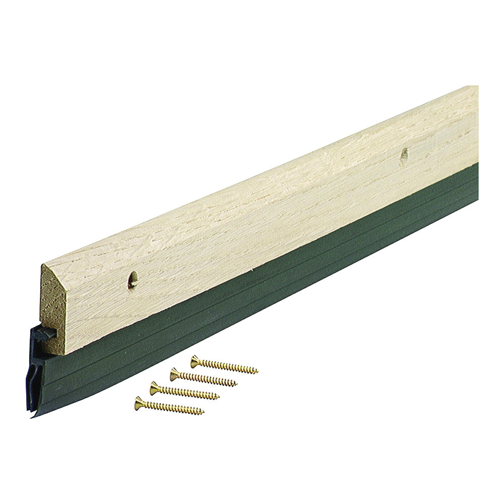 M-D 06411 Door Sweep, 36 in L, 1-3/4 in W, Hardwood Flange, Vinyl Insert