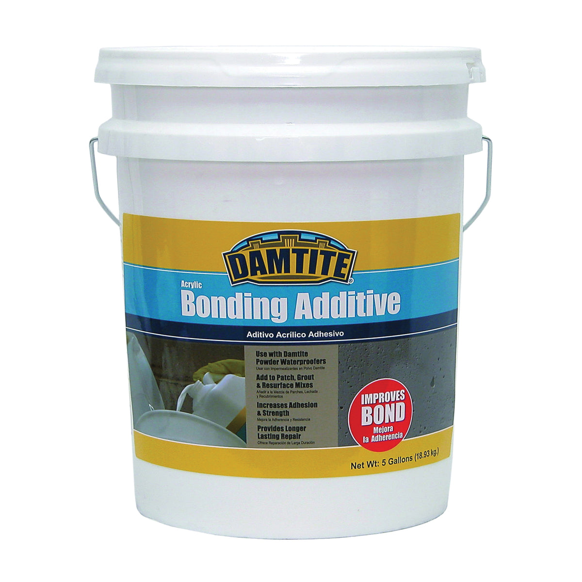 DAMTITE 05500 Bonding Additive, Liquid, Ammonia, White, 5 gal Pail