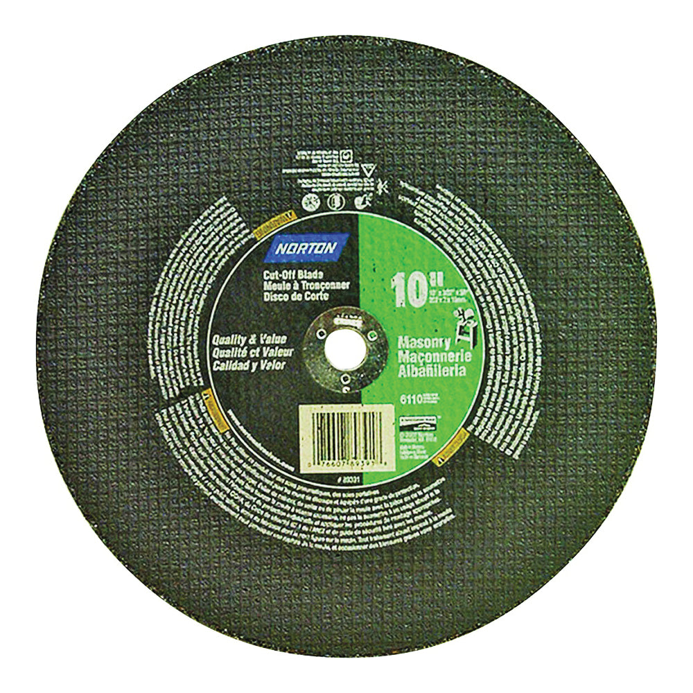 NORTON 07660789391 Cut-Off Wheel, 10 in Dia, 3/32 in Thick, 5/8 in Arbor, 24 Grit, Coarse