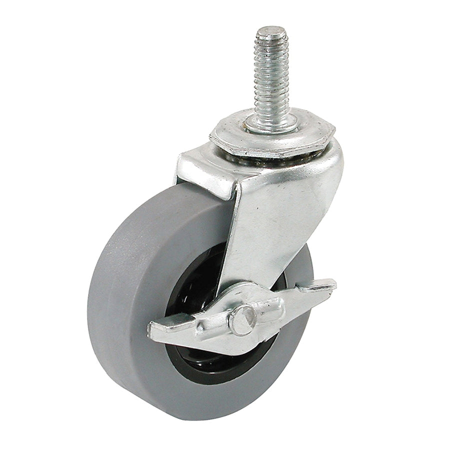 Shepherd Hardware 3264 Swivel Caster with Brake, 2 in Dia Wheel, 0.84 in W Wheel, TPR Wheel, Gray, 80 lb