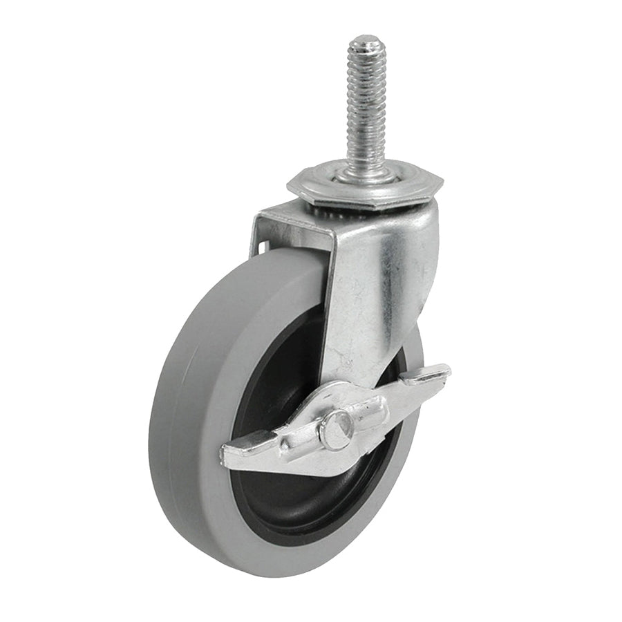 Shepherd Hardware 3266 Swivel Caster with Brake, 3 in Dia Wheel, 0.96 in W Wheel, TPR Wheel, Gray, 110 lb