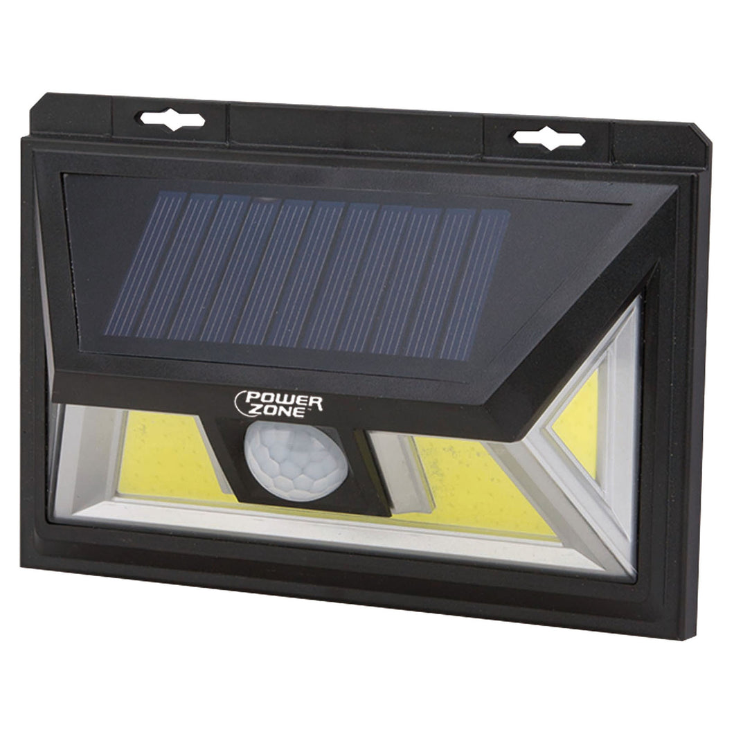 PowerZone 12452 Solar Powered Motion Sensor Wall Light, Lithium Battery, 1-Lamp, COB LED Lamp, ABS/PS Fixture, Black