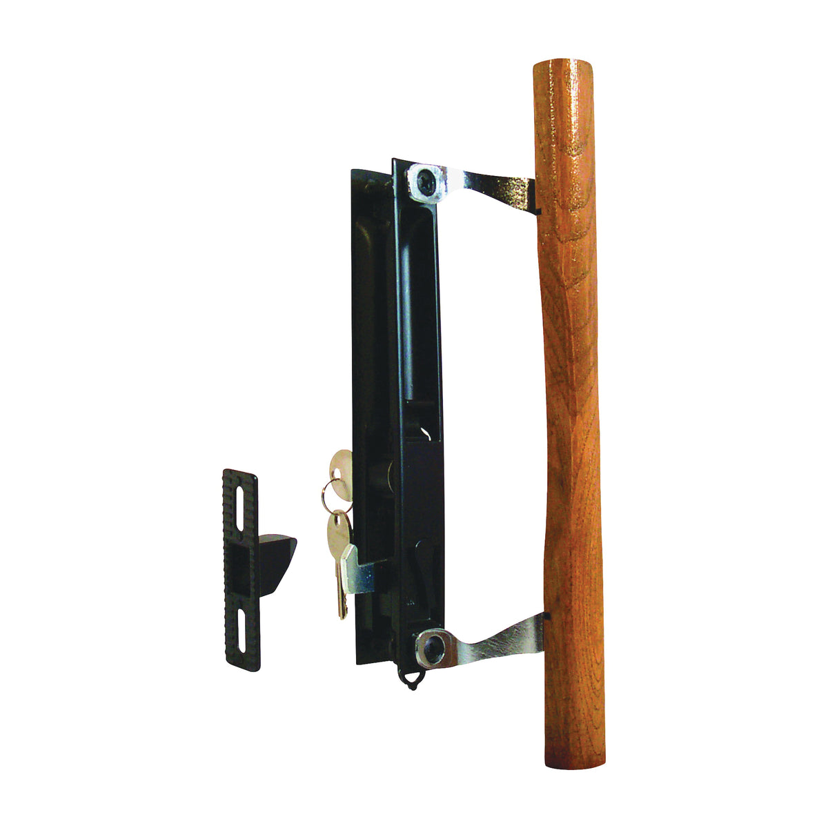 Prime-Line C 1032 Handle Set, Alike Key, Aluminum, Wood, 1 to 1-1/4 in Thick Door