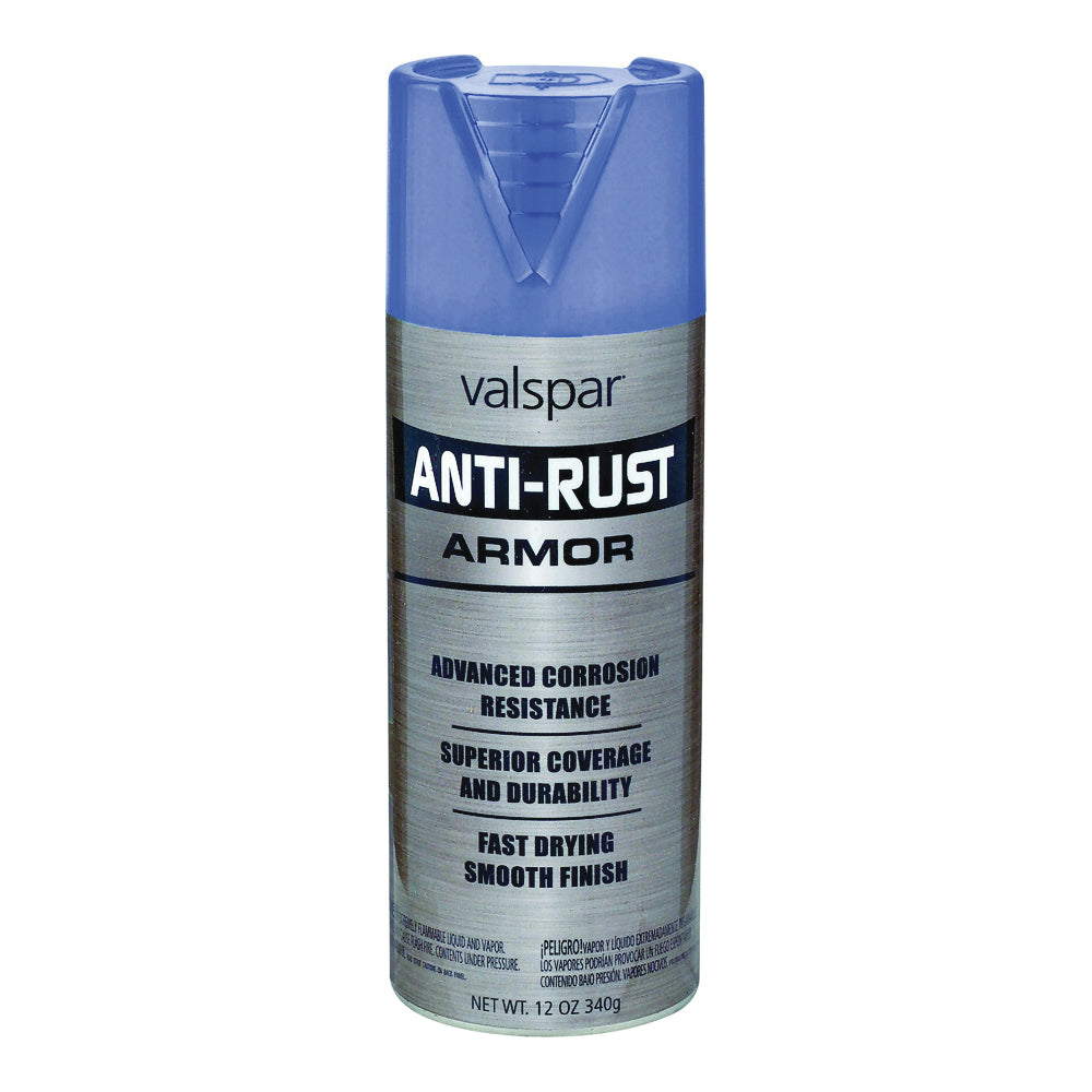 Valspar 044.0021959.076 Anti-Rust Enamel Spray Paint, Gloss, Safety Blue, 16 oz, Aerosol Can