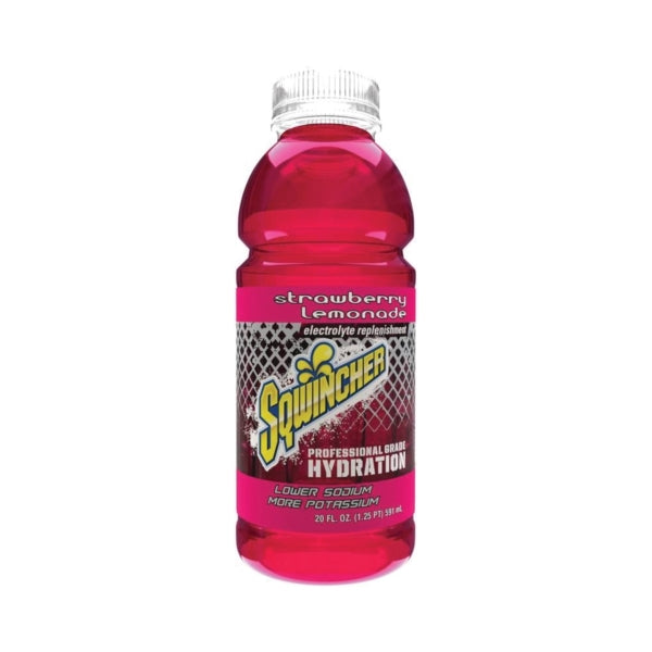 Sqwincher X462-MB600 Ready-to-Drink Hydration, Liquid, Lemonade, Strawberry Flavor, 20 oz Bottle
