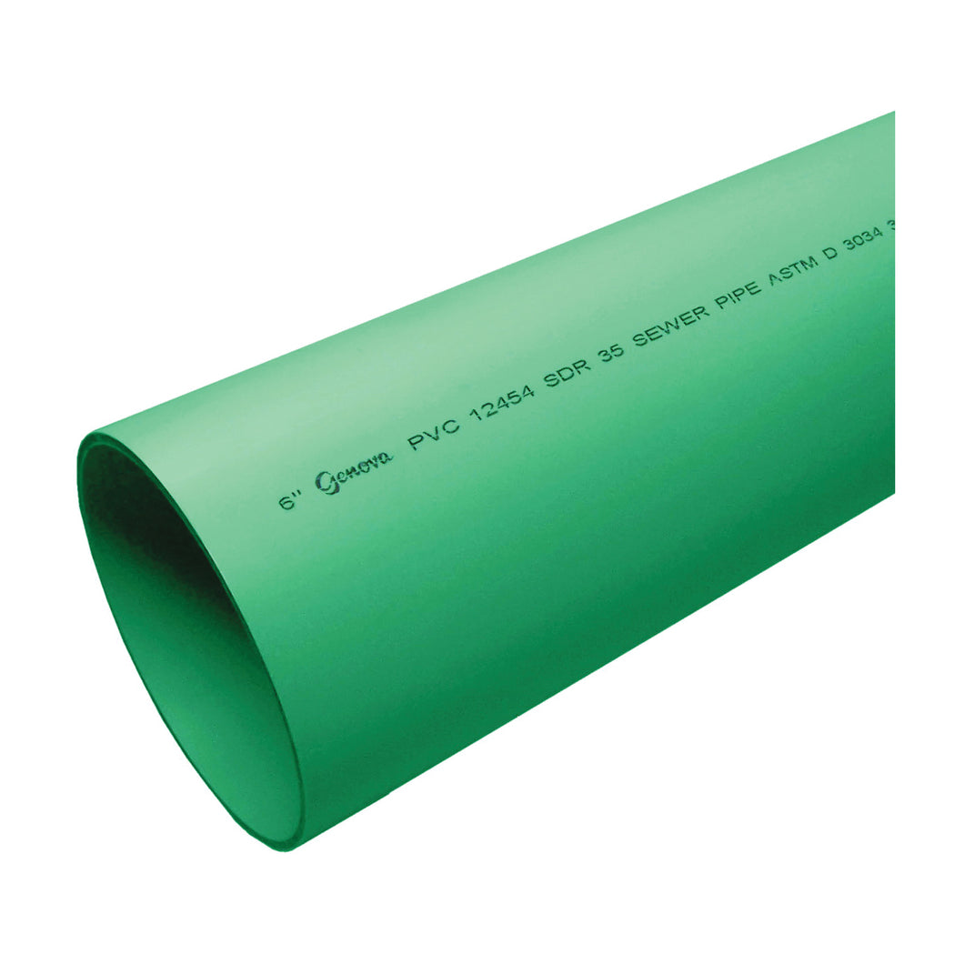 GENOVA 40060 Sewer and Drain Pipe, 6 in, 10 ft L, Green