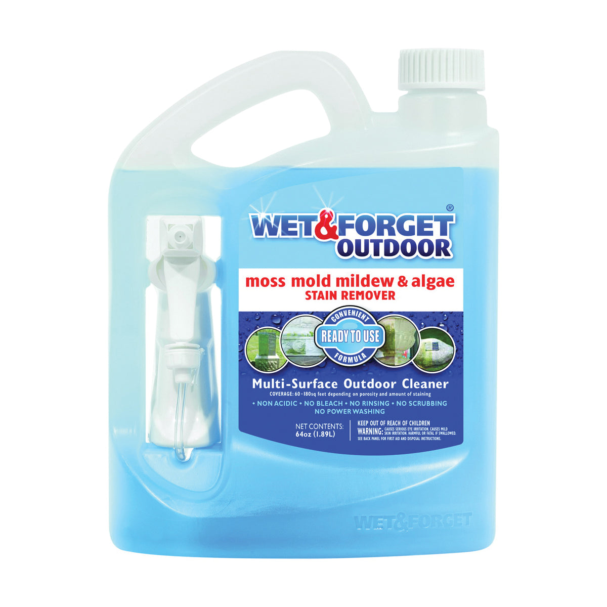 WET &amp; FORGET 804064 Stain Remover, 64 oz, Liquid