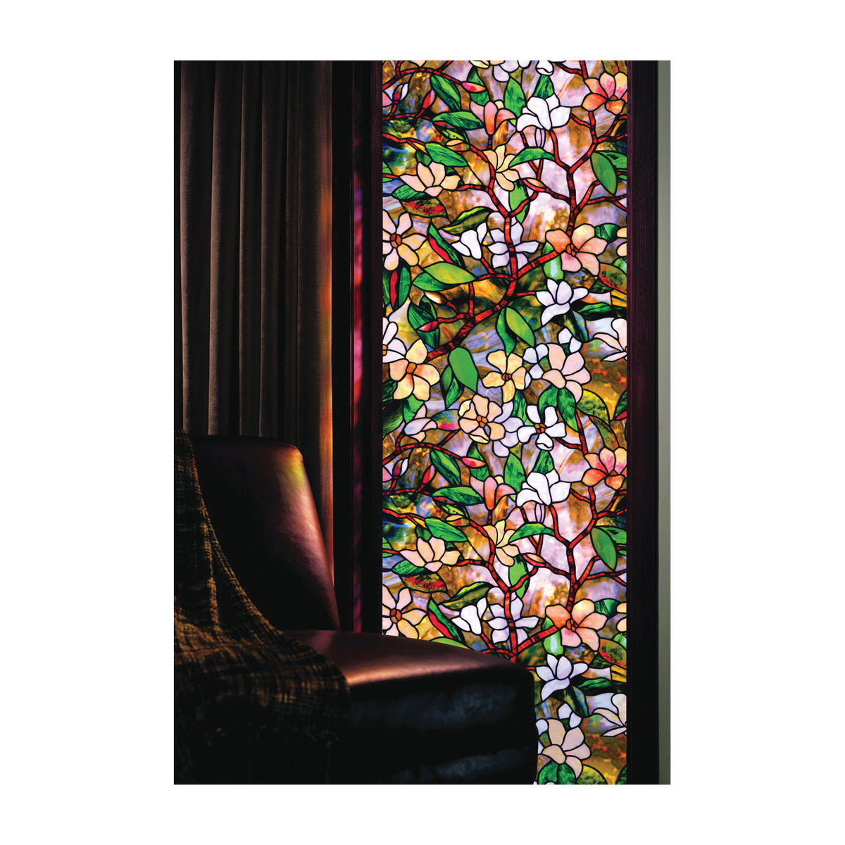 ARTSCAPE 01-0113 Window Film, 36 in L, 24 in W, Magnolia Pattern