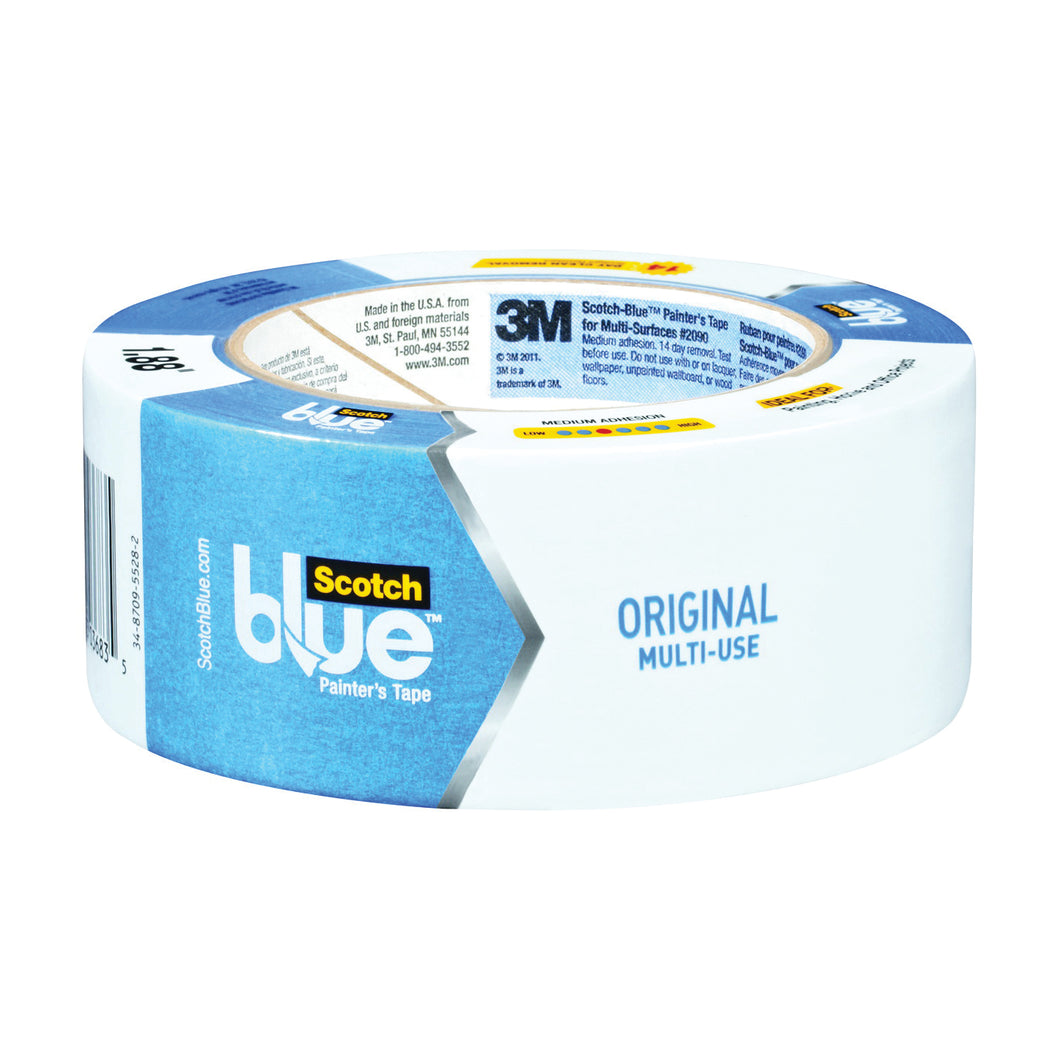 ScotchBlue 2090-48A-CP Painter's Tape, 60 yd L, 1.88 in W, Crepe Paper Backing, Blue