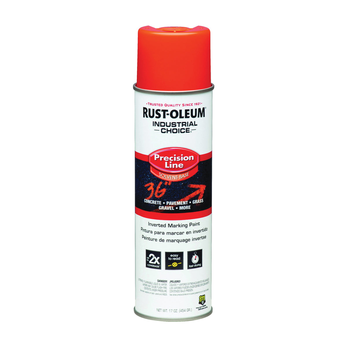 RUST-OLEUM INDUSTRIAL CHOICE 203026 Marking Paint, Semi-Gloss, Alert Orange, 17 oz, Aerosol Can