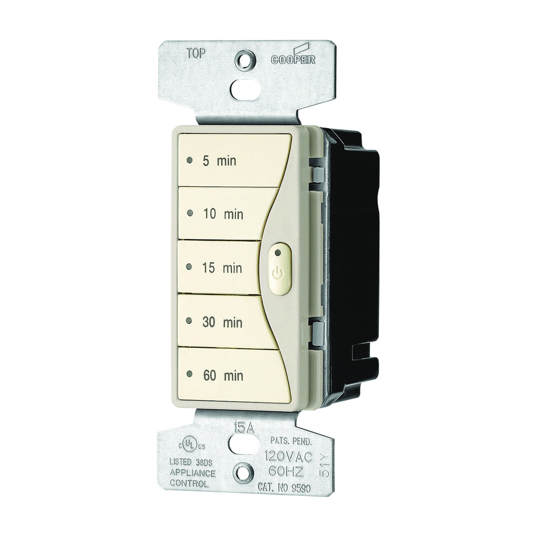 Eaton Wiring Devices 9590DS Minute Timer, 15 A, 120 V, 1800 W, 5, 10, 15, 30, 60 min Off Time Setting, Desert Sand