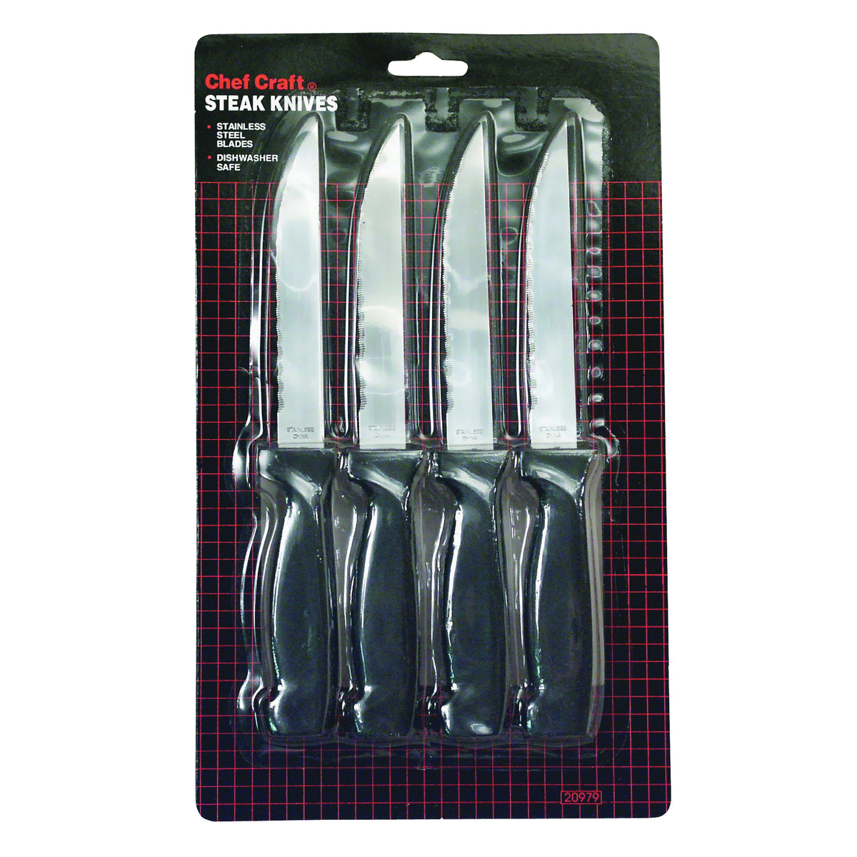CHEF CRAFT 20979 Steak Knife Set, 4-1/2 in L Blade, Stainless Steel Blade, ABS Handle