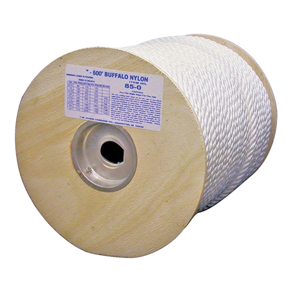 T.W. Evans Cordage 85-065 Rope, 3/8 in Dia, 600 ft L, 407 lb Working Load, Nylon, White