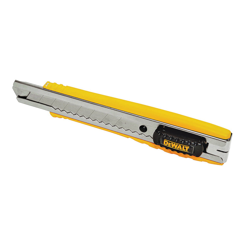 DeWALT DWHT10038 Utility Knife, 4-1/4 in L Blade, 18 mm W Blade, Metal Blade, Ribbed Handle, Black/Yellow Handle
